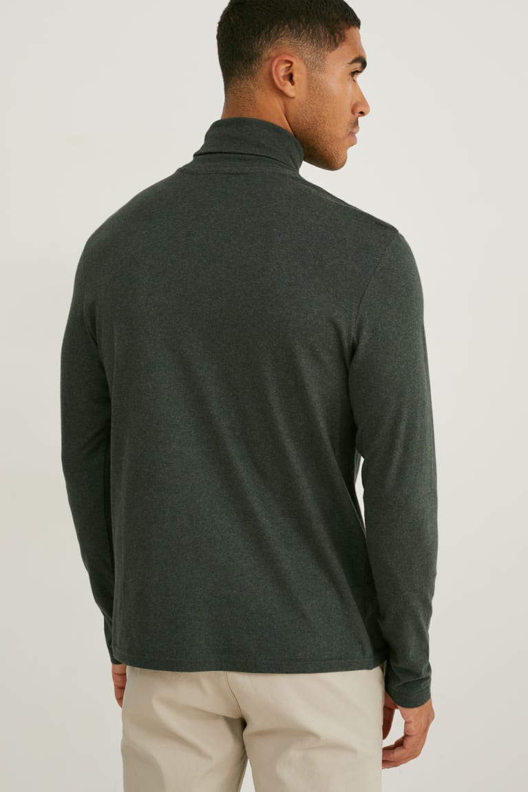 Dark Green C&A Polo Neck Organic Cotton Men's Top | WMPXV-3816