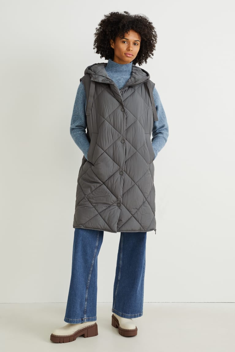 Dark Green C&A Quilted Gilet With Hood Bionic-finish®eco Recycled Women's Jackets | EMUPS-6182