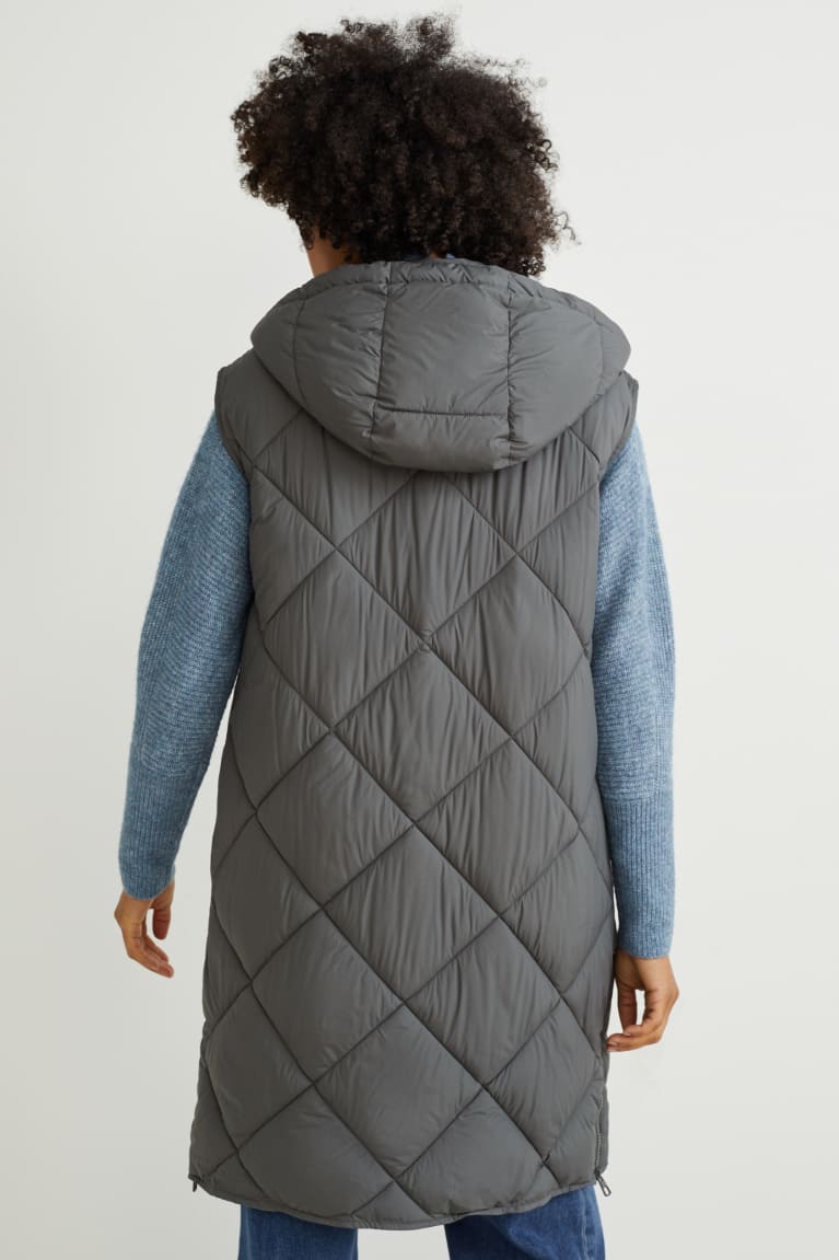 Dark Green C&A Quilted Gilet With Hood Bionic-finish®eco Recycled Women's Jackets | ZWMJE-3056