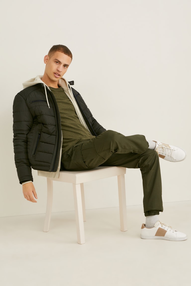 Dark Green C&A Quilted Recycled Men's Jackets | ZKUDW-7456