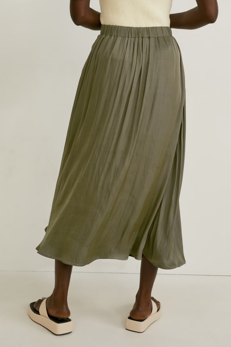 Dark Green C&A Satin Women's Skirts | KBAJS-9452