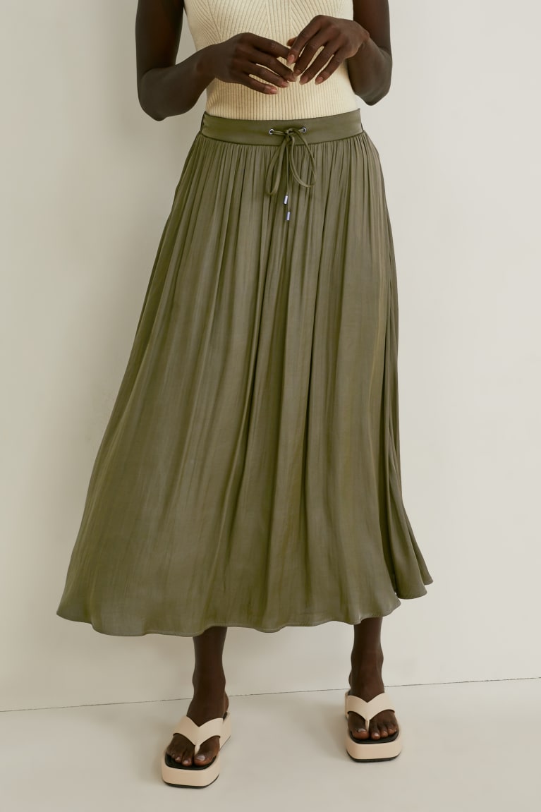 Dark Green C&A Satin Women's Skirts | KBAJS-9452