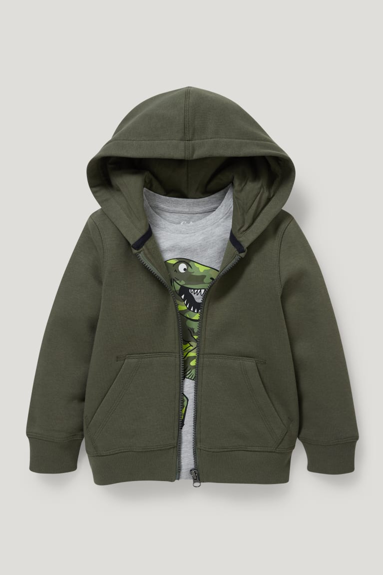 Dark Green C&A Set Zip-through With Hood, Long Sleeve And Gym Bag Boys' Trousers | UBJIX-5903