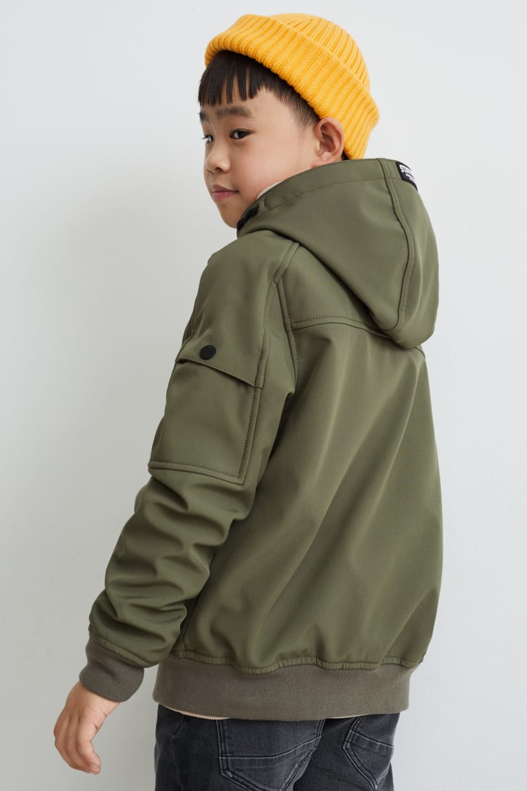 Dark Green C&A Softshell With Hood Girls' Jackets | JKGPN-7683