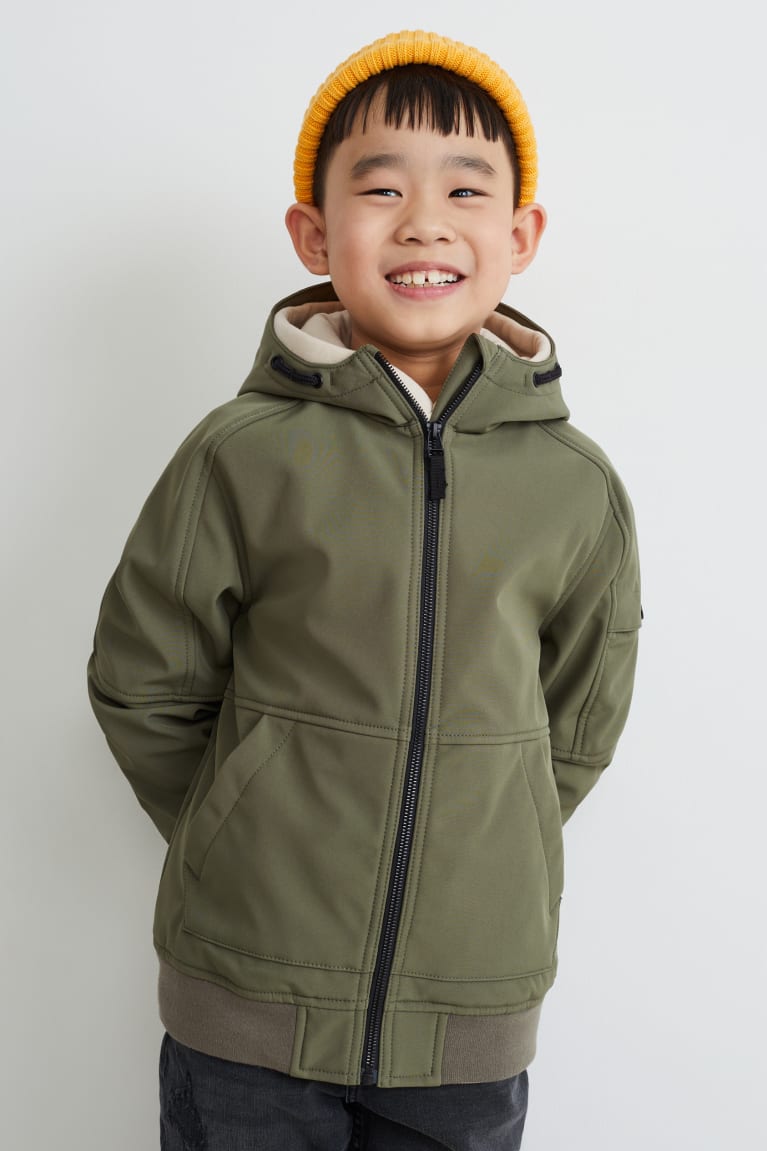 Dark Green C&A Softshell With Hood Girls' Jackets | JKGPN-7683