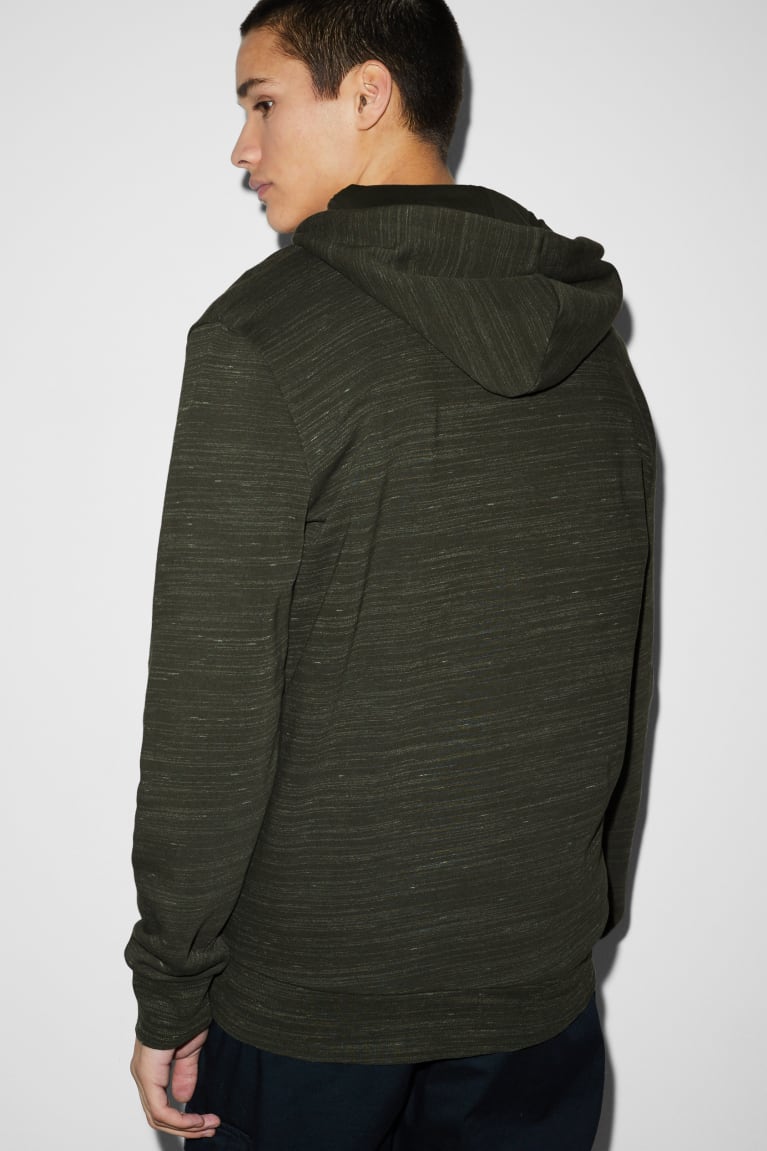 Dark Green C&A Zip-through With Hood Men's Sweatshirts | CMDKO-6173