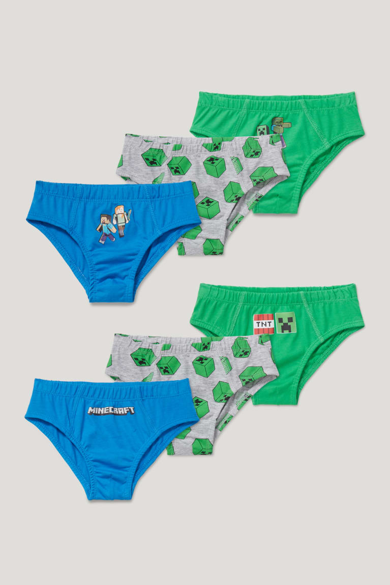 Dark Green / Dark Blue C&A Multipack Of 6 Minecraft Briefs Organic Cotton Boys\' Underwear | NAEQV-4157