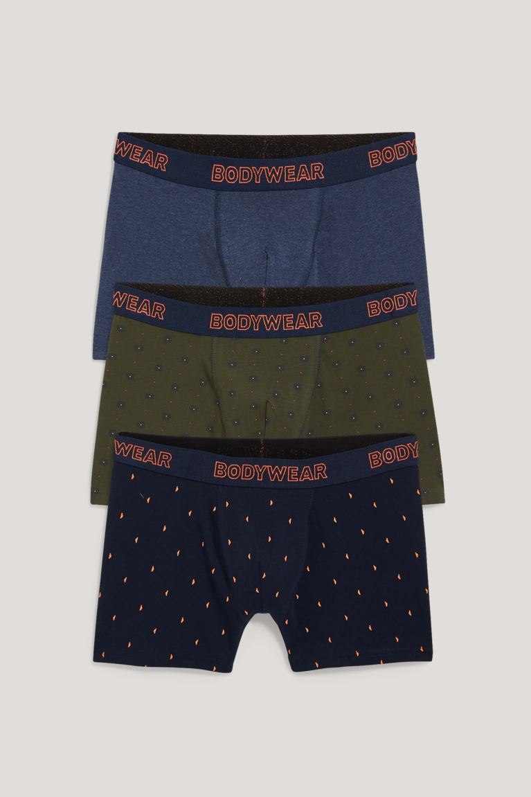 Dark Green / Dark Blue C&A Multipack Of 3 Trunks Organic Cotton Lycra® Men's Underwear | RHBJG-5463