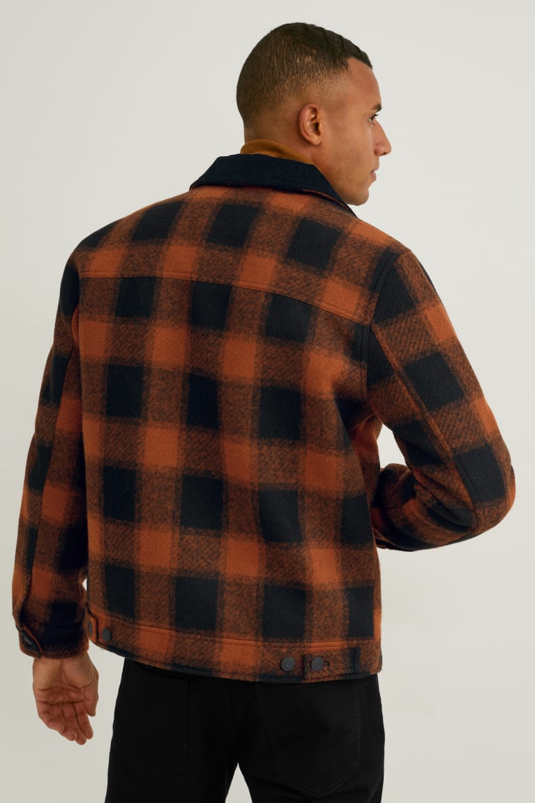 Dark Orange C&A Check Men's Jackets | COZLG-1243