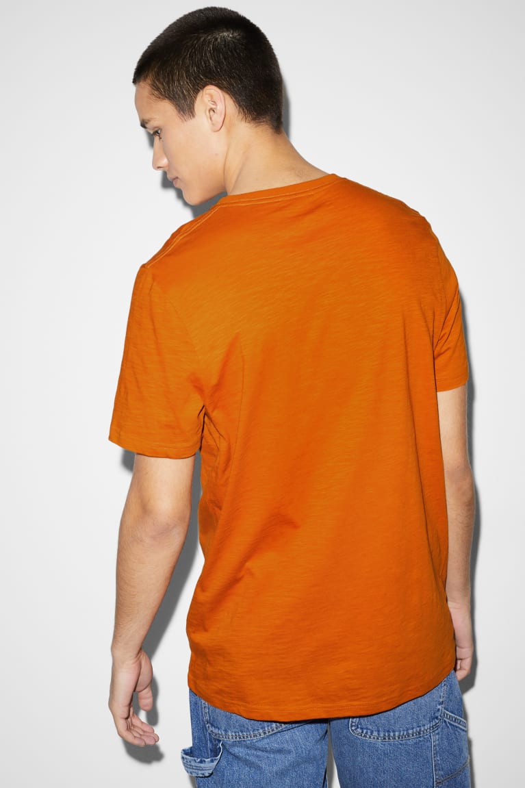 Dark Orange C&A Men's T-shirts | QXUZT-4157