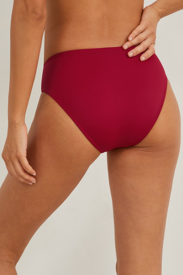 Dark Red C&A Bikini Bottoms Mid Rise Lycra® Xtra Life™ Recycled Women's Swimwear | OHWDE-5317