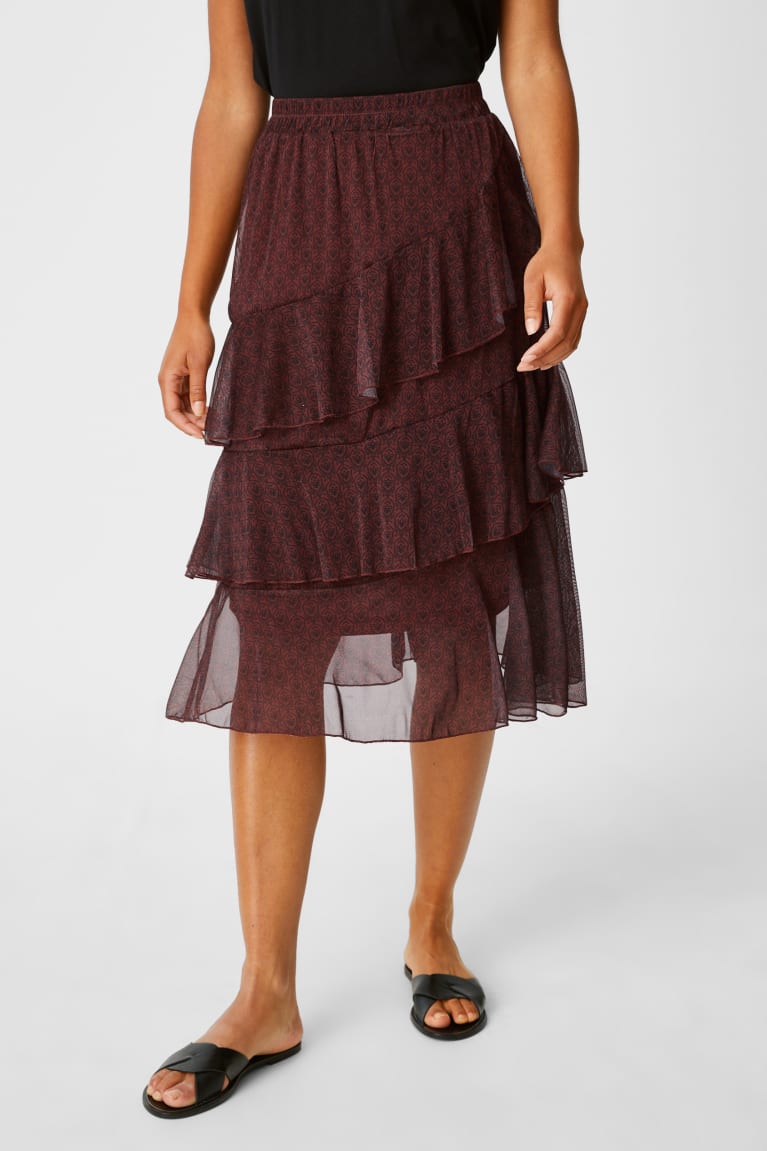 Dark Red C&A Chiffon Women's Skirts | MUYCW-3264