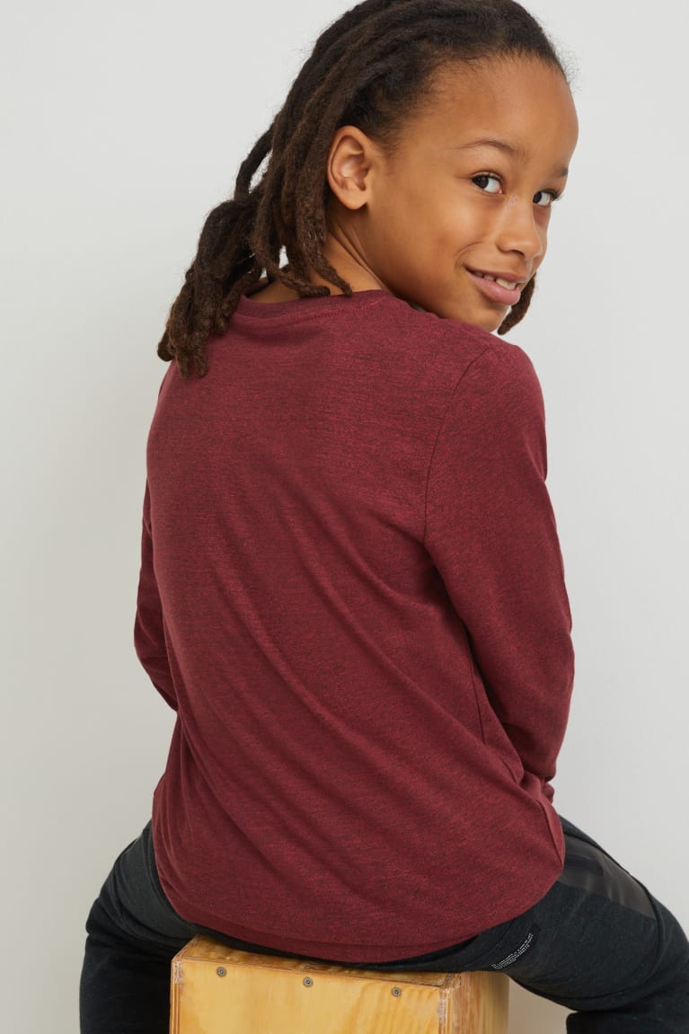 Dark Red C&A Long Sleeve Boys' Top | NYGDR-2068