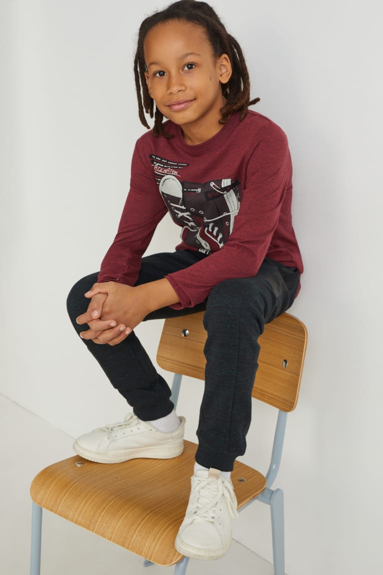 Dark Red C&A Long Sleeve Boys' Top | NYGDR-2068