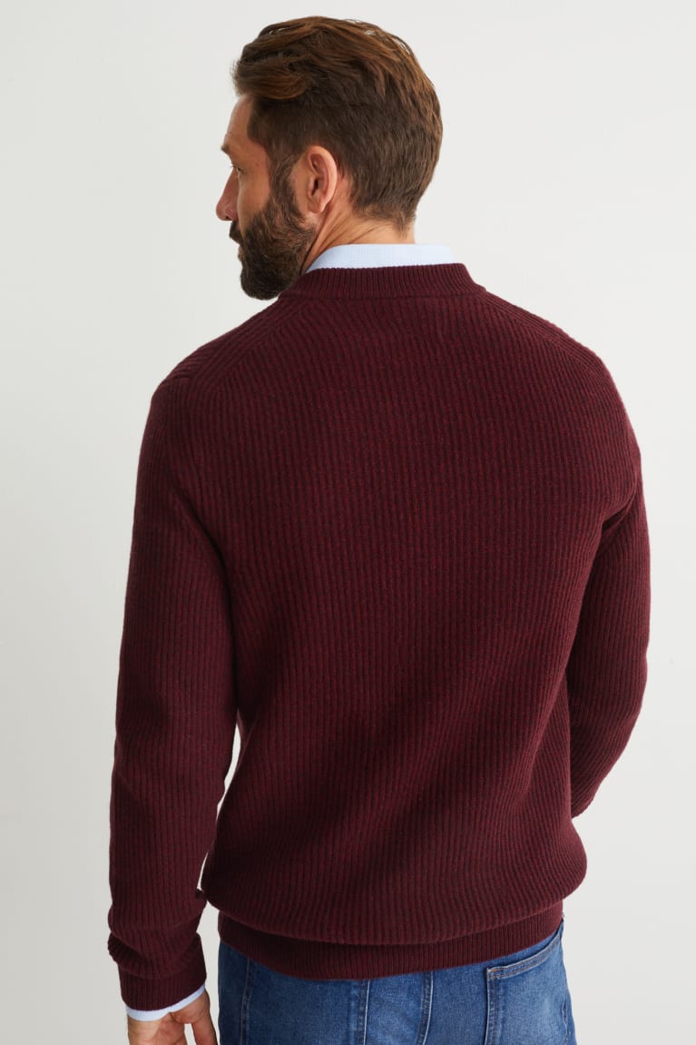 Dark Red C&A Wool Blend Men's Jumper | VSFJQ-1829