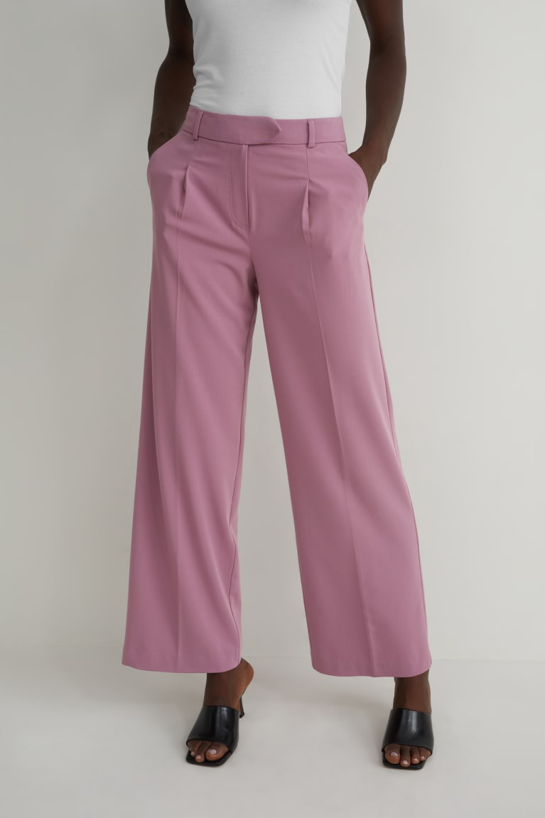 Dark Rose C&A Cloth High Waist Straight Fit Women's Trousers | PKVMA-4271