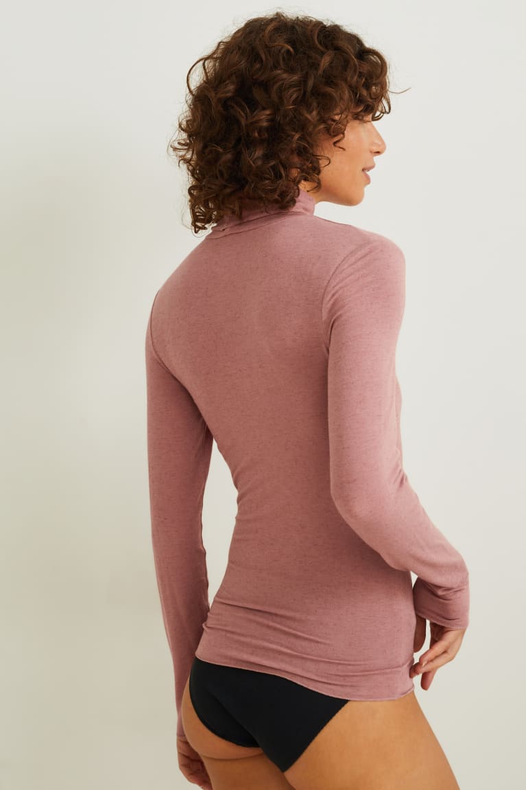 Dark Rose C&A Polo Neck Containing Cashmere Women's Underwear | JWXYR-7815