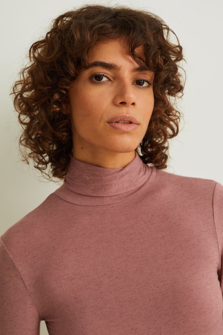 Dark Rose C&A Polo Neck Containing Cashmere Women's Underwear | JWXYR-7815