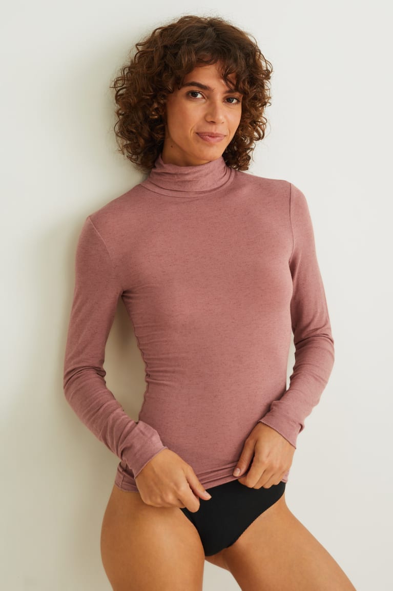 Dark Rose C&A Polo Neck Containing Cashmere Women\'s Underwear | JWXYR-7815