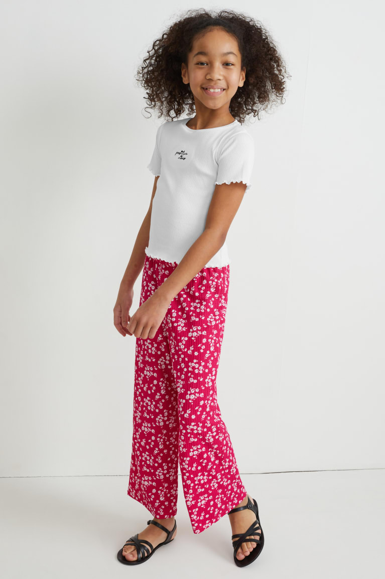 Dark Rose C&A Set Sleeve And Cloth 2 Piece Girls\' Trousers | VXDAI-7309