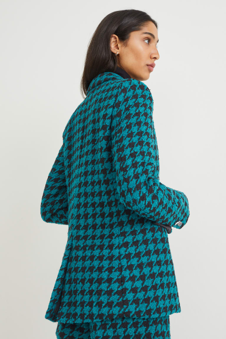 Dark Turquoise C&A Bouclé Regular Fit Patterned Women's Blazers | OYQMV-4537