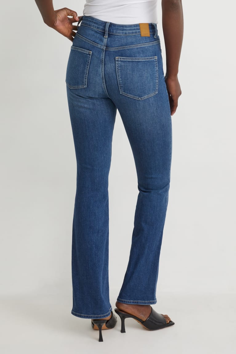 Denim Blue C&A Bootcut High Waist With Recycled Cotton Women's Jeans | DETBQ-0356