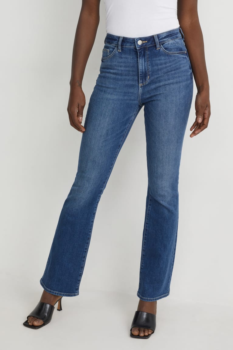 Denim Blue C&A Bootcut High Waist With Recycled Cotton Women's Jeans | DETBQ-0356