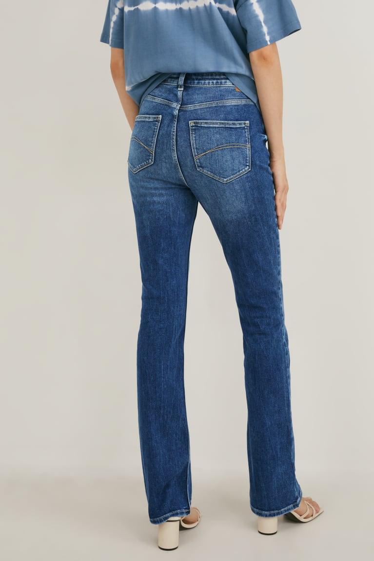 Denim Blue C&A Bootcut High Waist Women's Jeans | EKDUG-9837