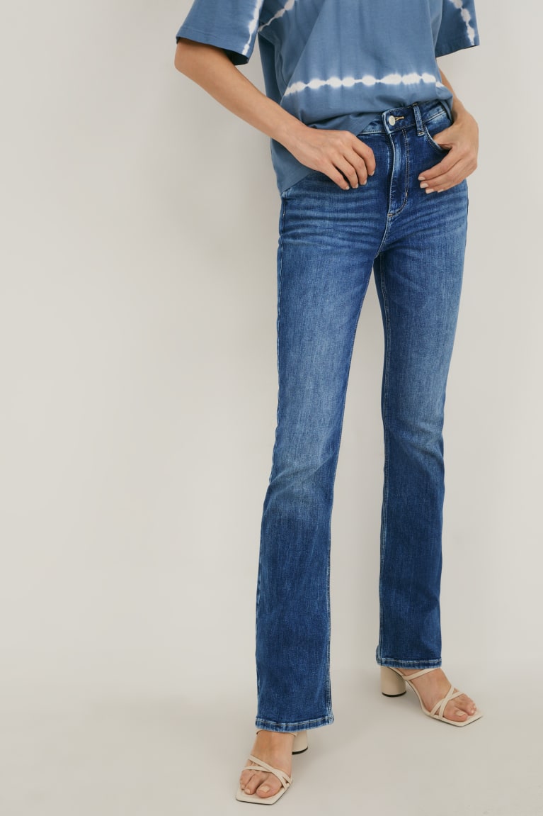 Denim Blue C&A Bootcut High Waist Women's Jeans | EKDUG-9837