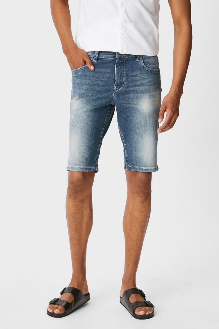 Denim Blue C&A Clockhouse Denim Men's Shorts | HDMSZ-5163