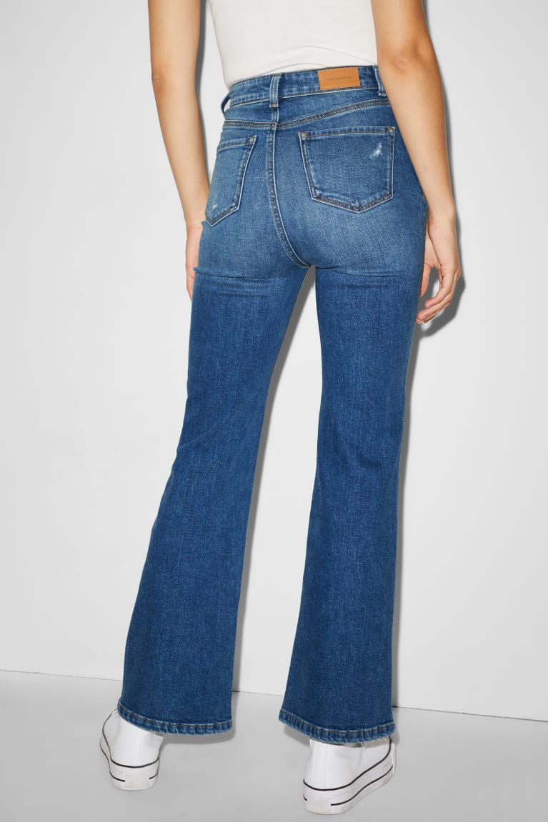 Denim Blue C&A Clockhouse Flared High Waist Women's Jeans | MVDBF-6142