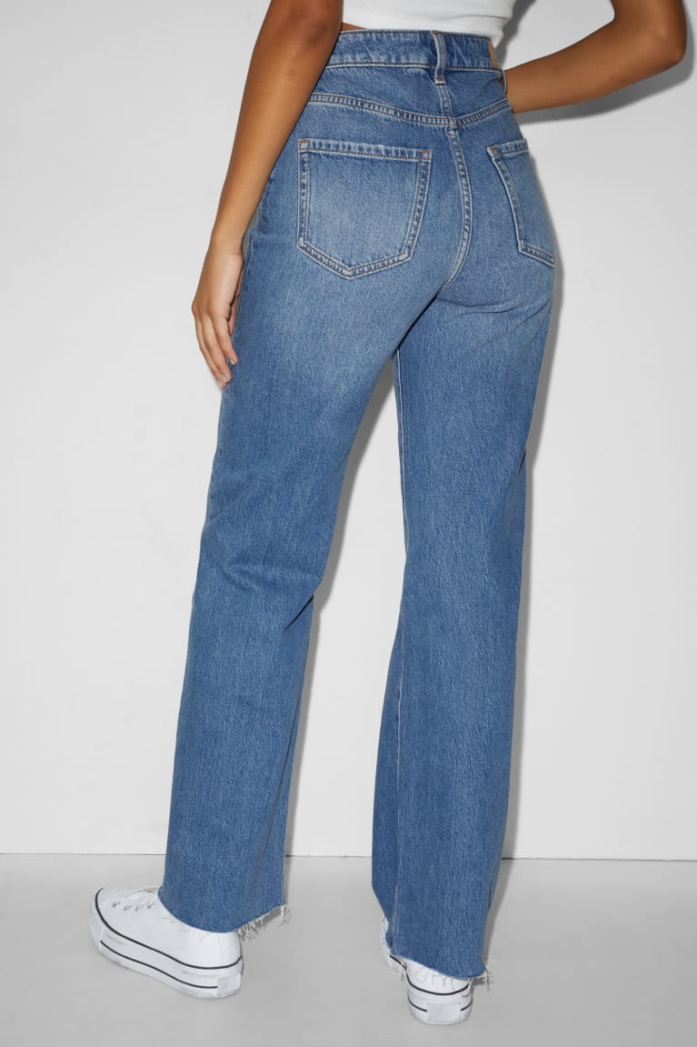 Denim Blue C&A Clockhouse Loose Fit High Waist Women's Jeans | WHSCB-2384