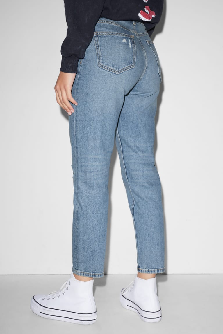 Denim Blue C&A Clockhouse Mom High Waist Women's Jeans | IQXHV-4521