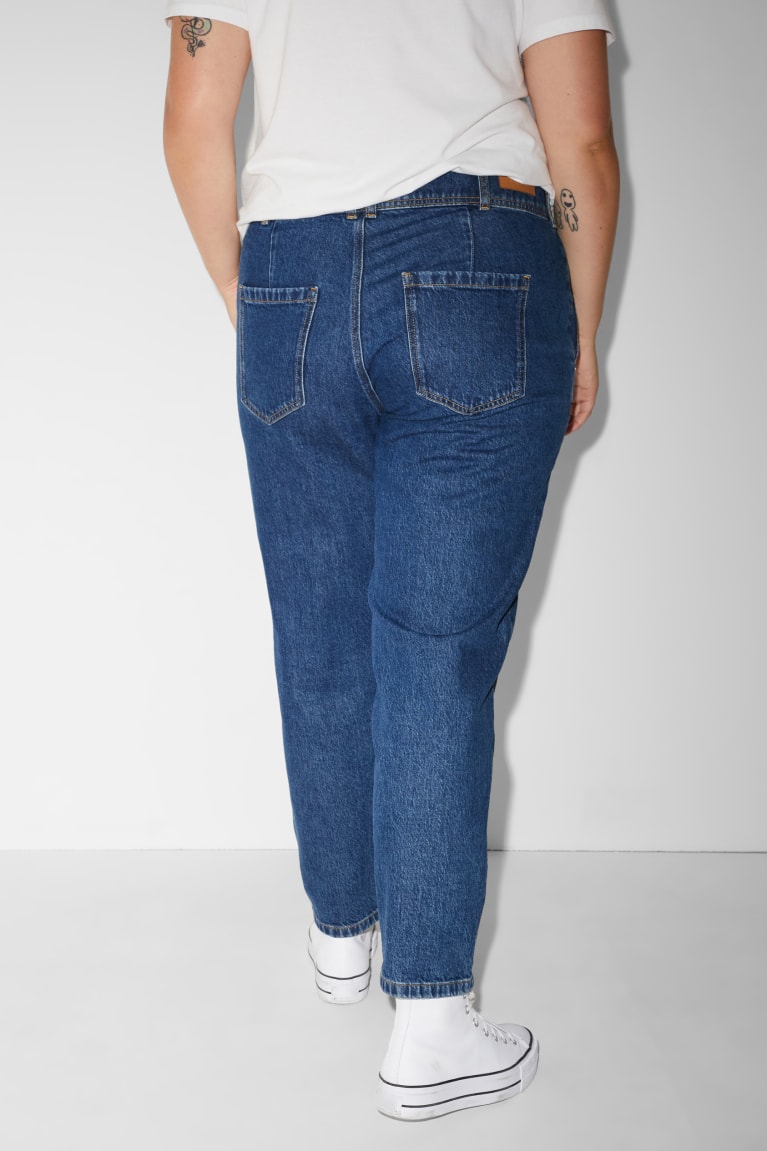 Denim Blue C&A Clockhouse Mom High Waist Recycled Women's Jeans | JSREG-4712