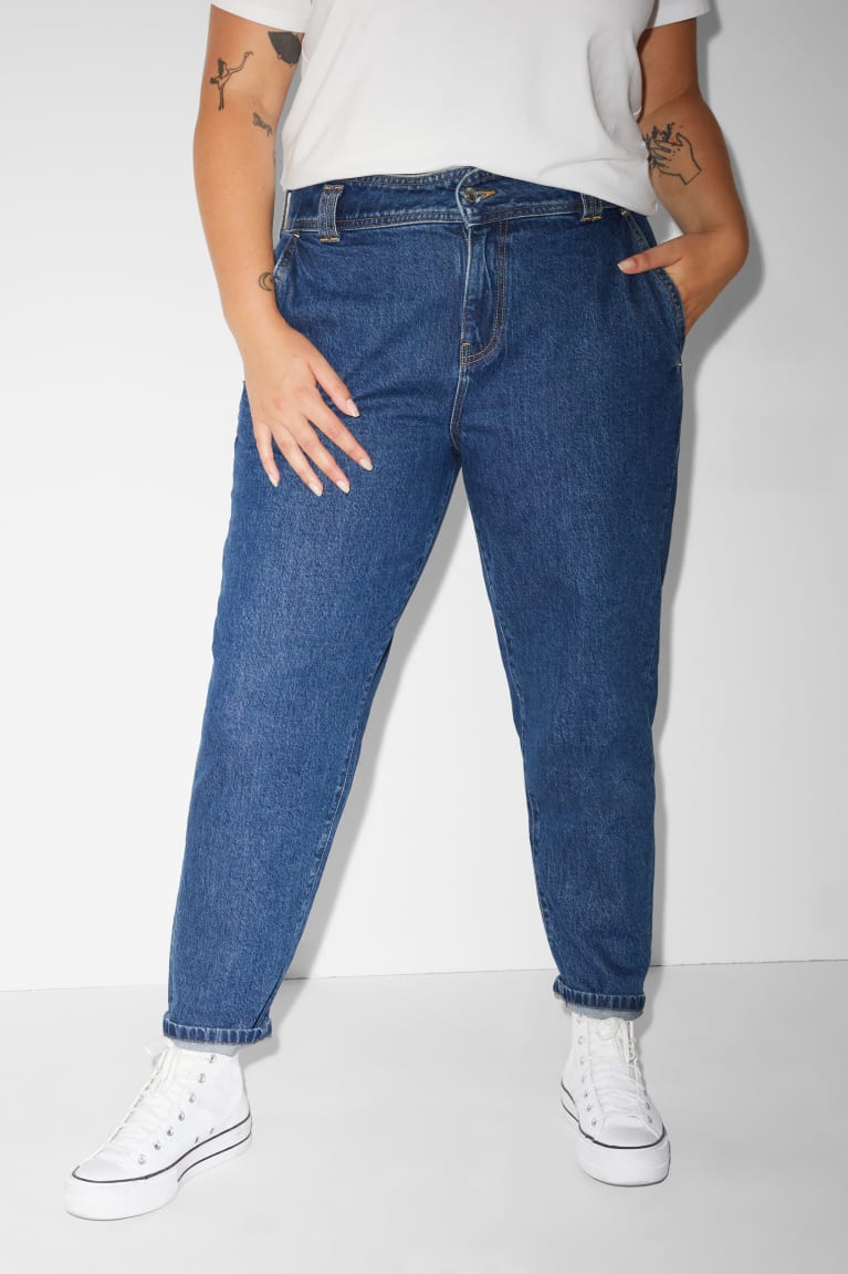 Denim Blue C&A Clockhouse Mom High Waist Recycled Women's Jeans | JSREG-4712