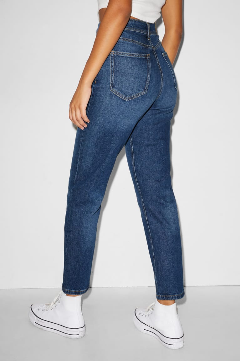 Denim Blue C&A Clockhouse Mom High Waist Recycled Women's Jeans | JWVBS-7019