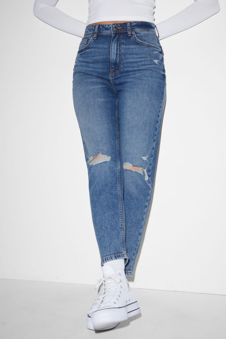 Denim Blue C&A Clockhouse Mom High Waist Women's Jeans | QFRXC-7568