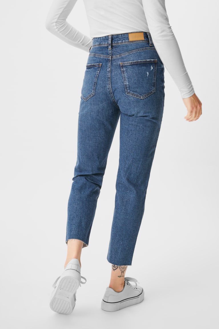 Denim Blue C&A Clockhouse Mom Organic Cotton Recycled Women's Jeans | UXDJG-2845