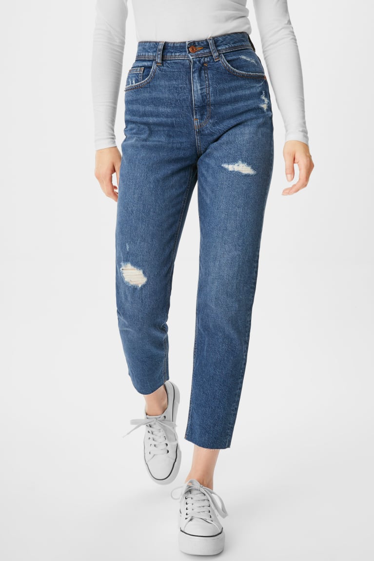 Denim Blue C&A Clockhouse Mom Organic Cotton Recycled Women's Jeans | UXDJG-2845