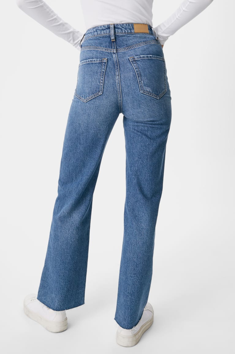 Denim Blue C&A Clockhouse Relaxed High Waist Recycled Women's Jeans | TPBXA-5081