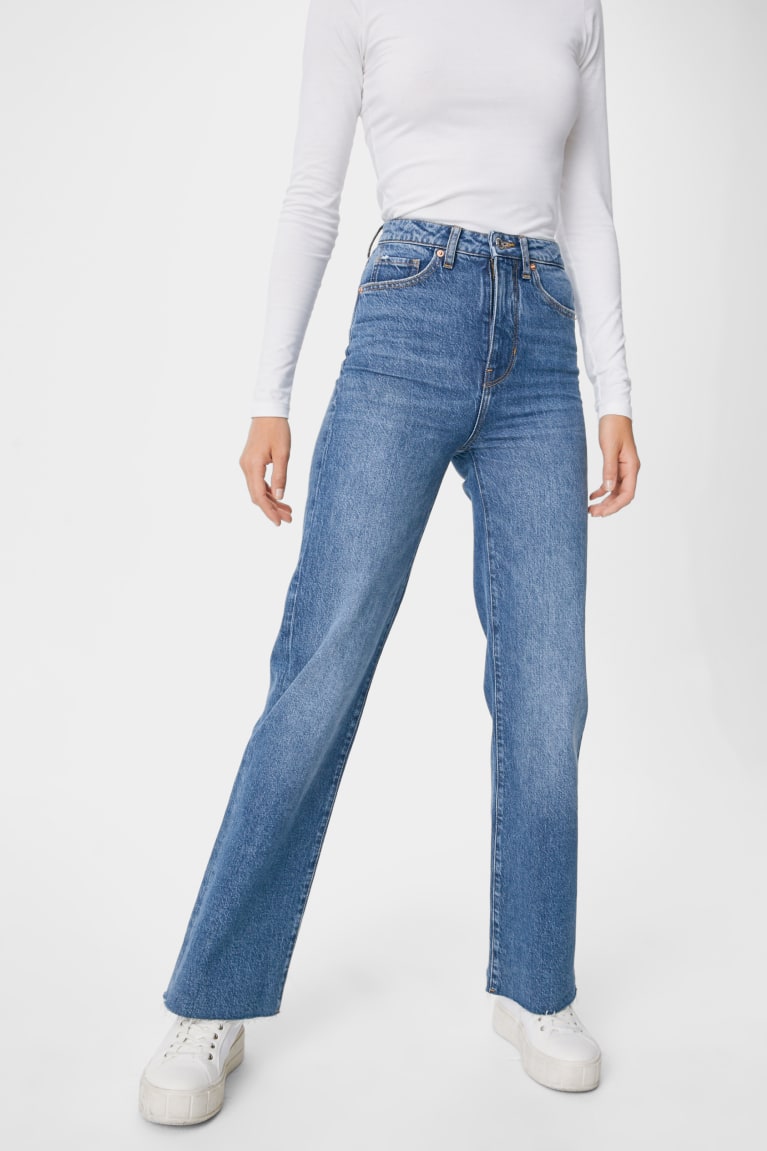 Denim Blue C&A Clockhouse Relaxed High Waist Recycled Women's Jeans | TPBXA-5081