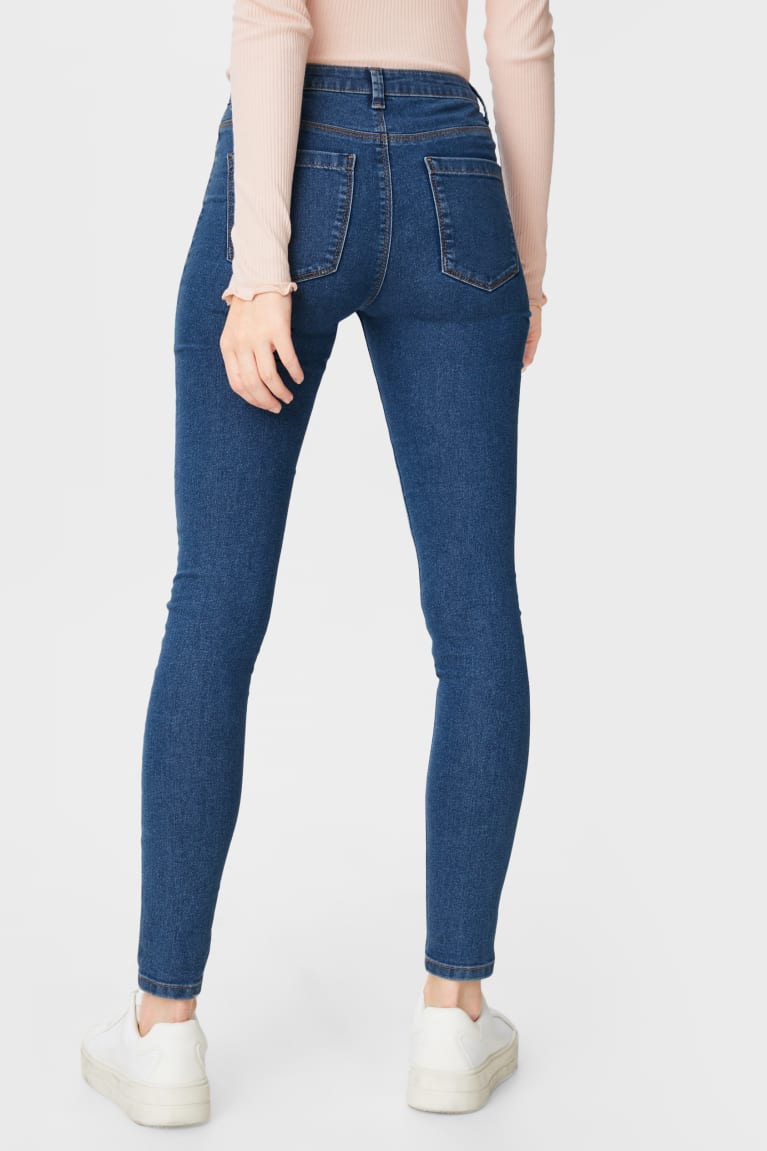 Denim Blue C&A Clockhouse Super Skinny High Waist Women's Jeans | TOKCX-7824