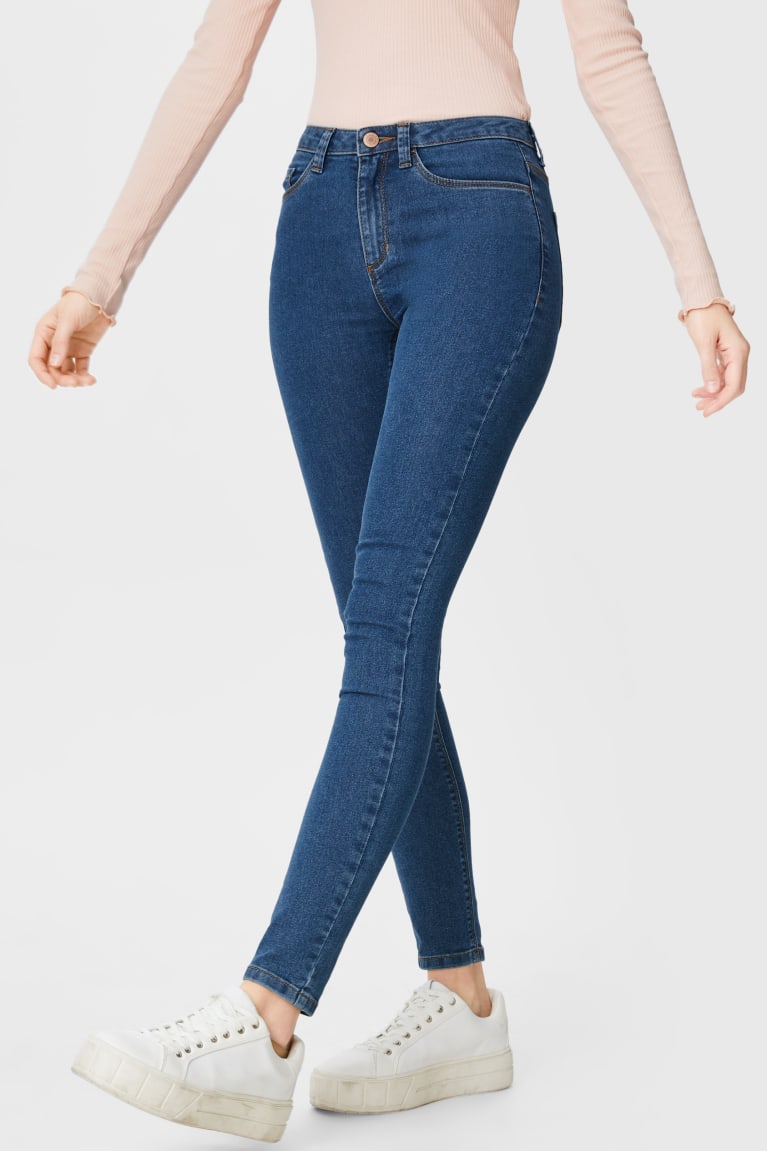 Denim Blue C&A Clockhouse Super Skinny High Waist Women's Jeans | TOKCX-7824