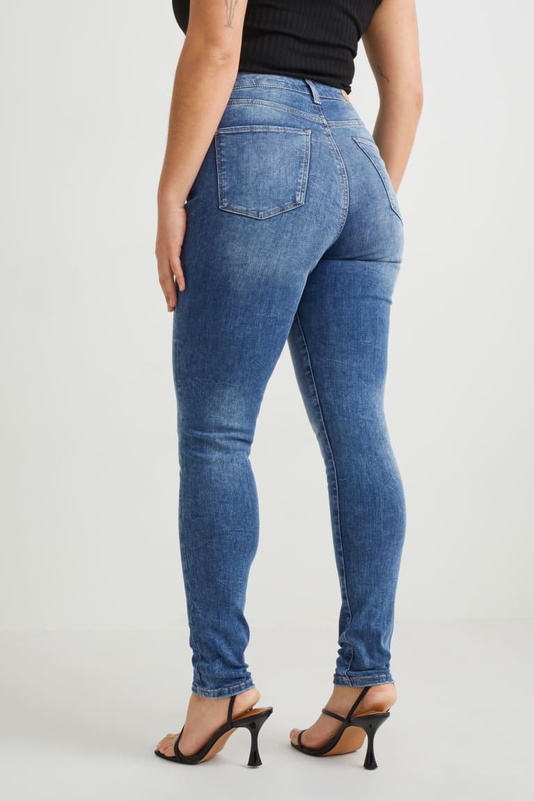 Denim Blue C&A Curvy High Waist Skinny Fit Lycra® Recycled Women's Jeans | PQFSW-7103