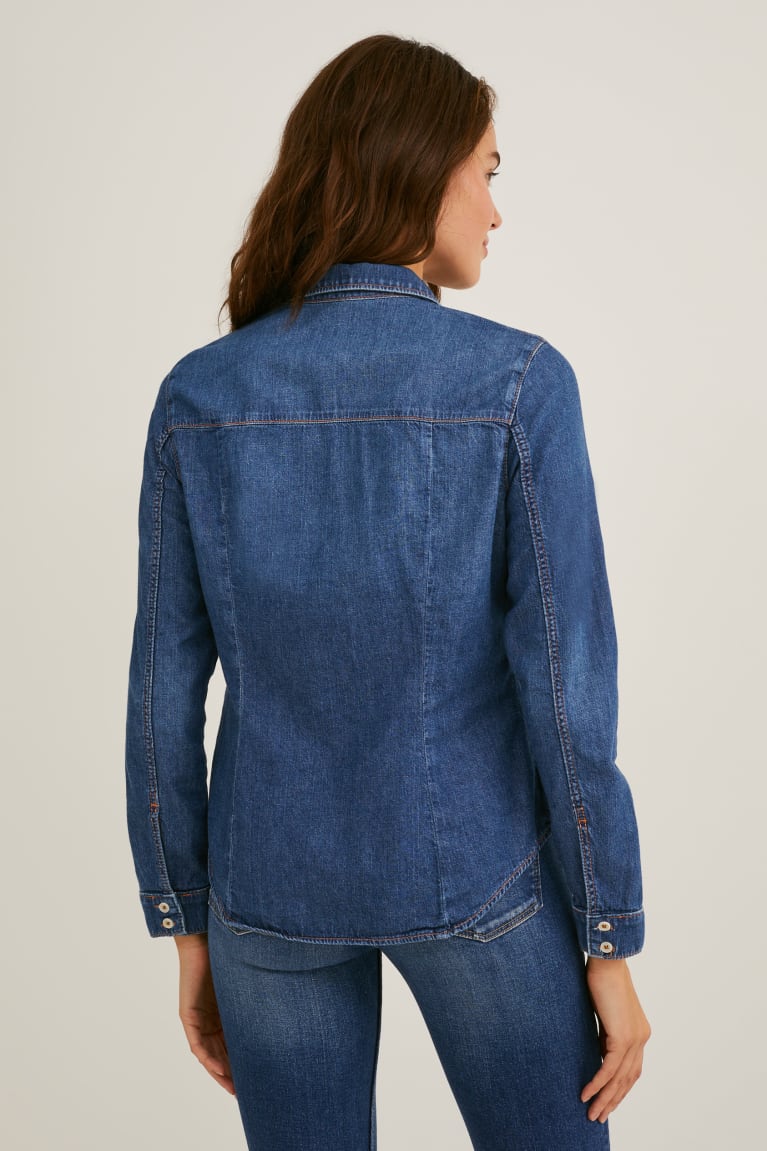 Denim Blue C&A Denim Cradle To Cradle Certified® Gold Women's Blouses | DKBRN-1650