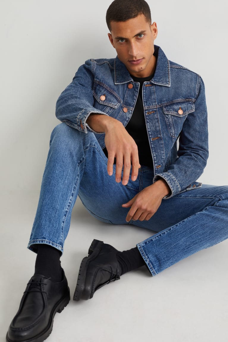 Denim Blue C&A Denim Recycled Men's Jackets | XNPOB-3029