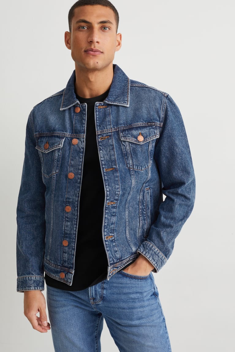 Denim Blue C&A Denim Recycled Men\'s Jackets | XNPOB-3029