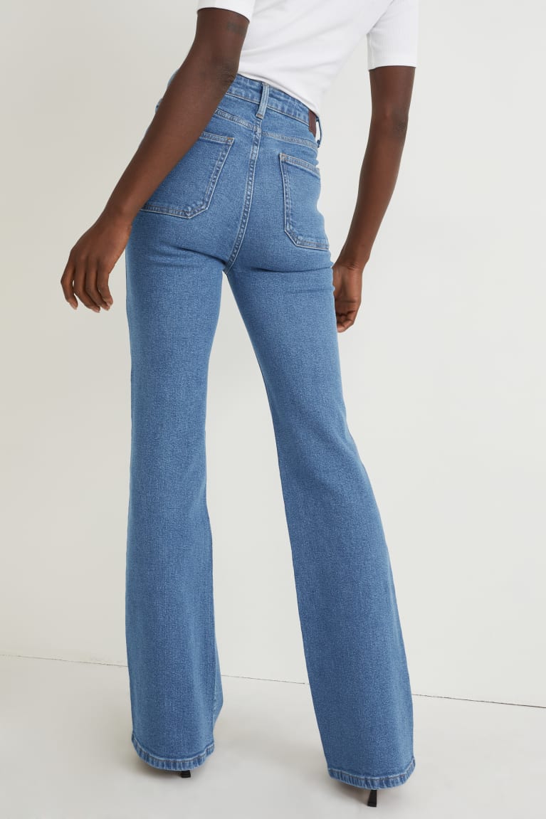 Denim Blue C&A Flared High Waist Lycra® Women's Jeans | IOXJY-4285