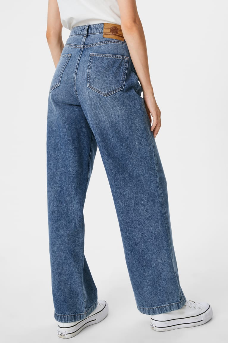 Denim Blue C&A Jinglers- Wide Leg Women's Jeans | EJAWN-5342