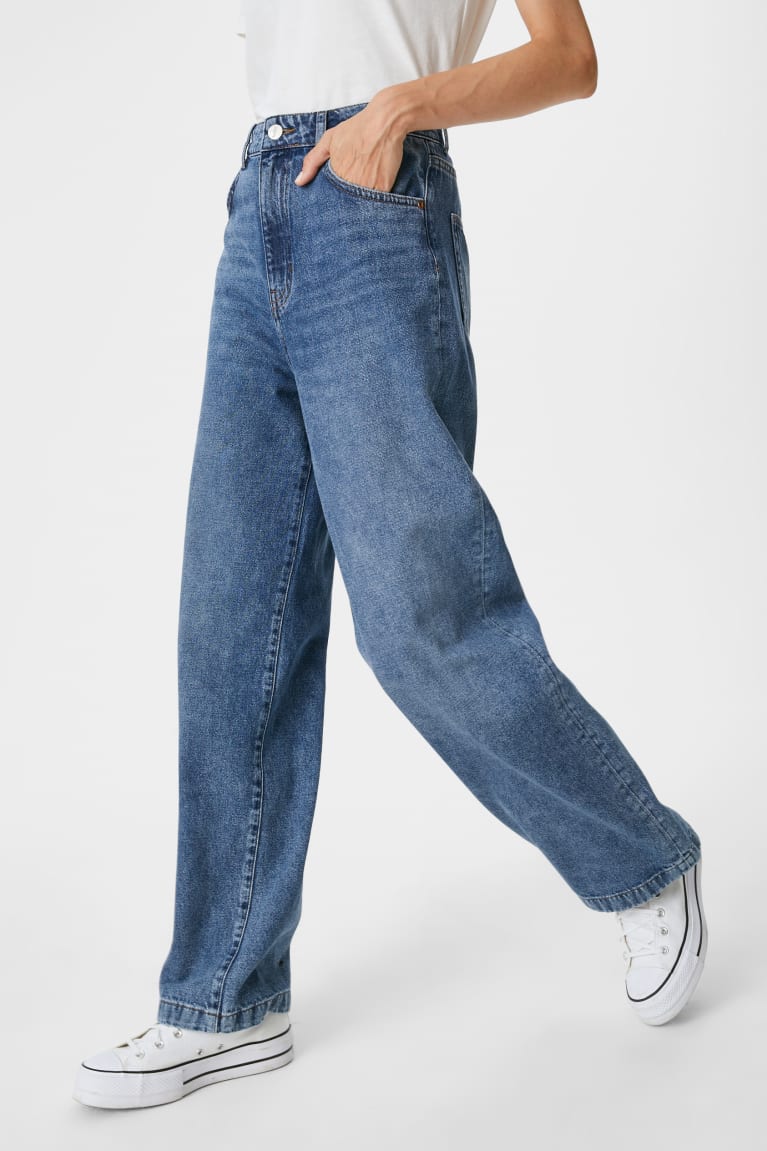 Denim Blue C&A Jinglers- Wide Leg Women's Jeans | EJAWN-5342